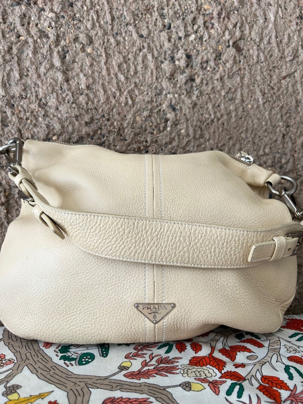 Prada Vitello Daino Leather Shoulder Bag | Ivory Cream | Made in Italy | Quiet L